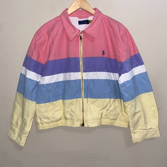 Polo Ralph Lauren Chore Work Jacket Poplin Pastel Colorblock Women Size XL $248 - Picture 2 of 12